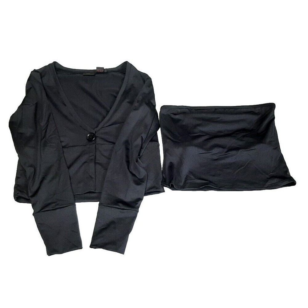 Shape FX Women's Medium Tube Top & Cropped Long Sleeve Jacket Stretch Vintage